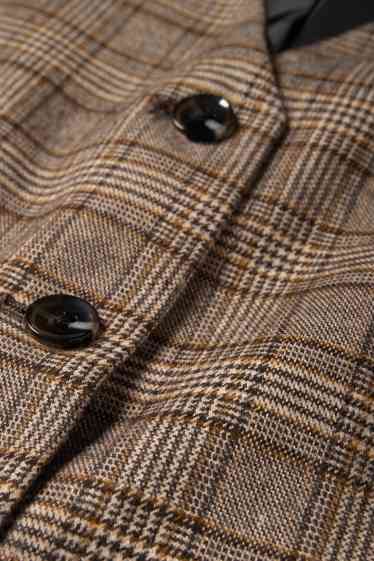 Donna - Gilet - sciancrato - a quadretti - marrone