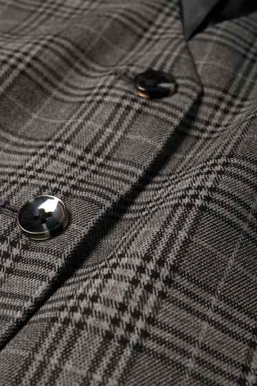 Donna - Gilet - sciancrato - a quadretti - grigio scuro