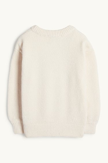 Bambine - Cane - maglione di ciniglia - beige chiaro