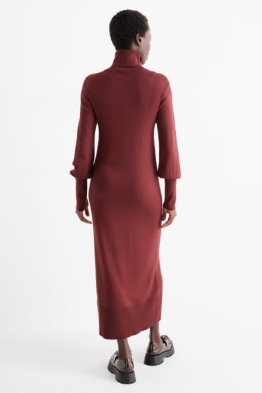 Femei - Rochie din tricot - straight fit - bordo