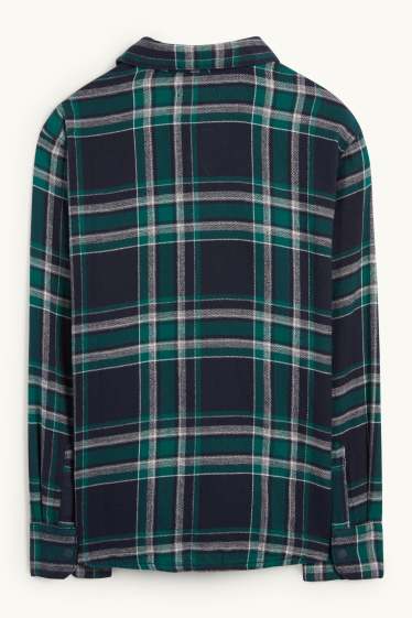 Nen - Camisa de franel·la - de quadres - verd fosc