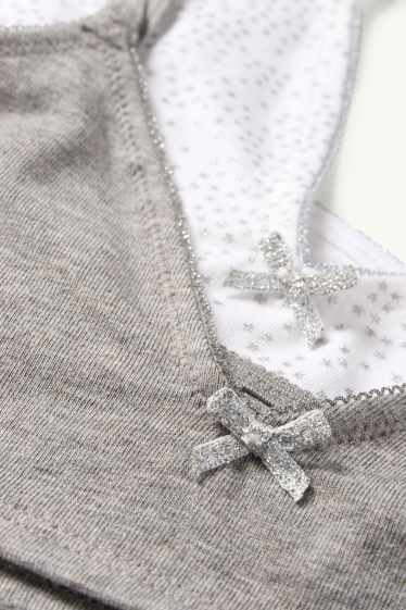 Děti - dívky - Multipack 2 ks - motiv hvězdy - sportovní podprsenka - bílá/šedá