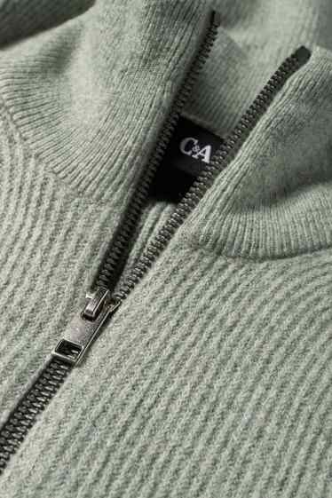 Uomo - Maglione - a coste - grigio chiaro