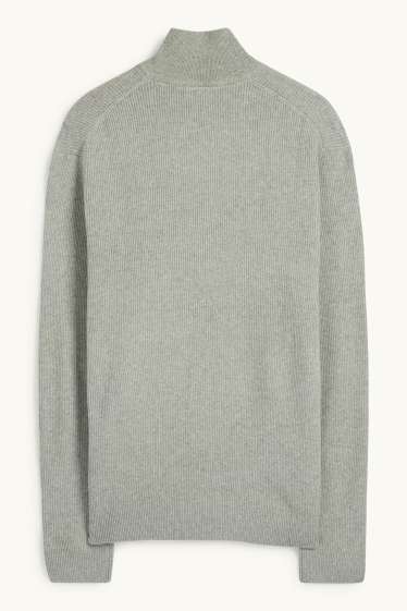 Uomo - Maglione - a coste - grigio chiaro
