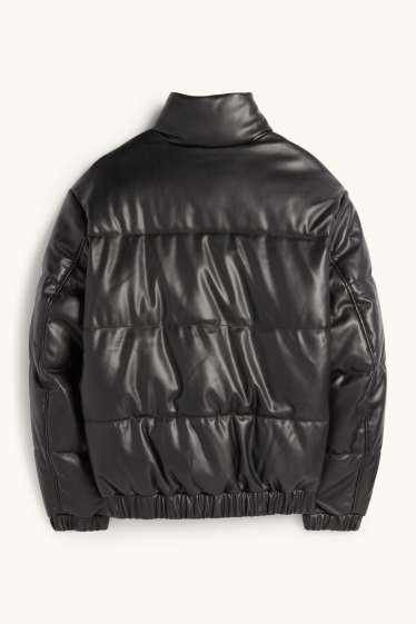 Home - Jaqueta embuatada - pell sintètica - negre