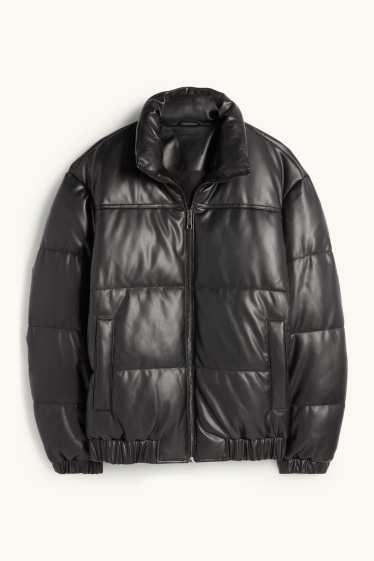 Home - Jaqueta embuatada - pell sintètica - negre