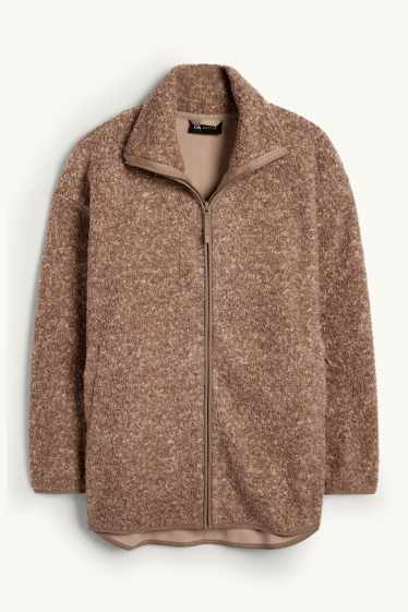 Damen - Bouclé-Funktions-Sweatjacke - braun