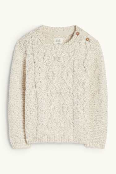 Neonati - Maglione neonati - motivo treccia - bianco crema