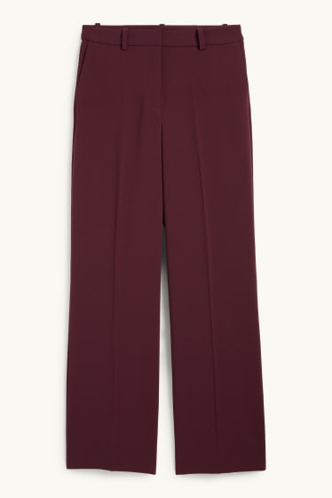 Femmes - Pantalon de bureau - high waist - wide leg - bordeaux