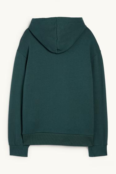 Enfants garçons - Loup - sweat à capuche - vert foncé