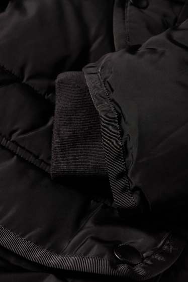 Hombre - Parka acolchada con capucha y pelo sintético - hidrófuga - negro