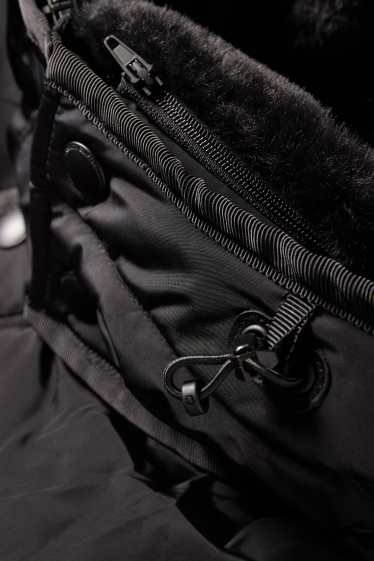 Hombre - Parka acolchada con capucha y pelo sintético - hidrófuga - negro