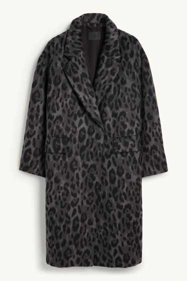 Femmes - Manteau - imprimé léopard - gris foncé