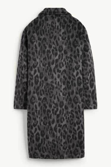 Donna - Cappotto - stampa leopardata - grigio scuro