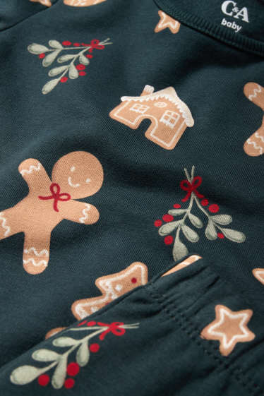 Baby Mädchen - Mini Me - Lebkuchen - Baby-Weihnachts-Pyjama - 2 teilig - dunkelgrün
