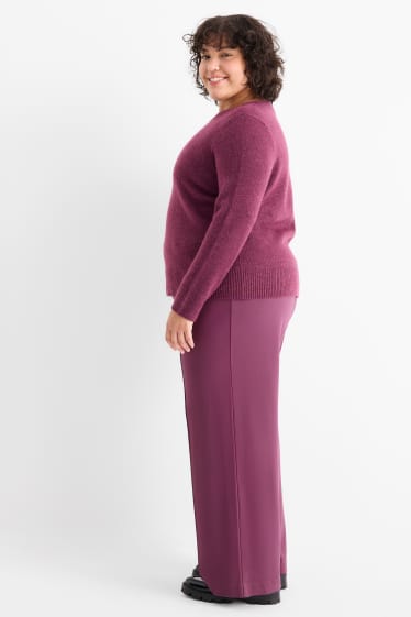 Femei - Pantaloni din jerseu - talie medie - flared fit - mov