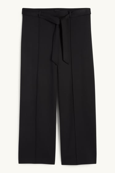 Women - Jersey trousers - mid-rise waist - flared fit - black
