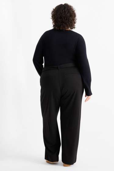 Women - Jersey trousers - mid-rise waist - flared fit - black