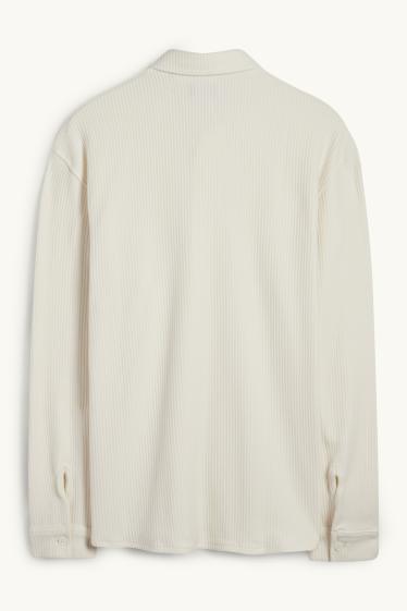 Herren - Hemd - Relaxed Fit - Kent - gerippt - weiss