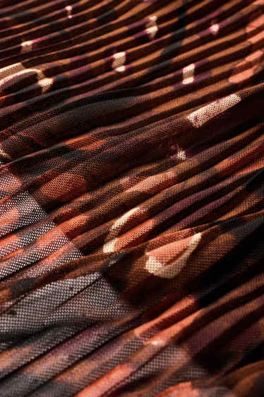 Femmes - Jupe en maille-filet - à motif - marron