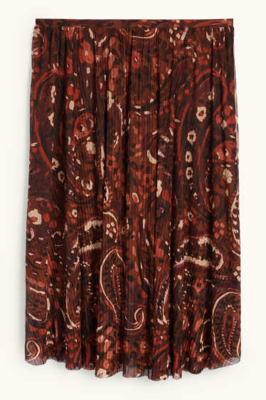 Femmes - Jupe en maille-filet - à motif - marron