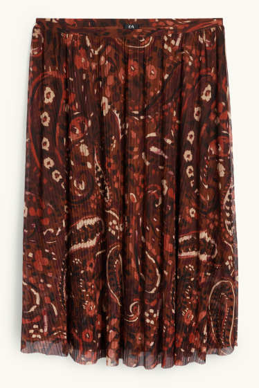 Femmes - Jupe en maille-filet - à motif - marron