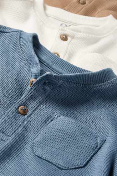 Baby Boys - Multipack of 3 - baby long sleeve top - textured - light blue