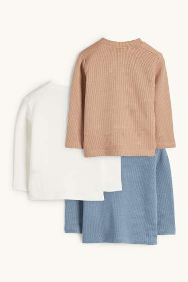 Baby Boys - Multipack of 3 - baby long sleeve top - textured - light blue