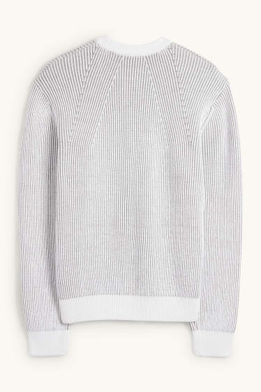 Men - Jumper - ribbed - white / gray