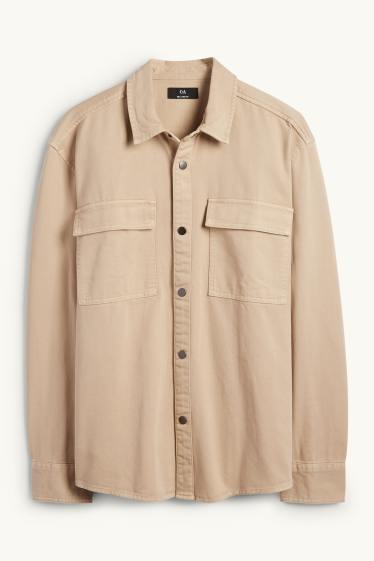 Hommes - Chemise en jean - relaxed fit - col kent - beige