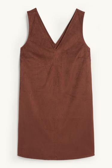 Femei - Rochie - straight fit - imitație de piele întoarsă - maro