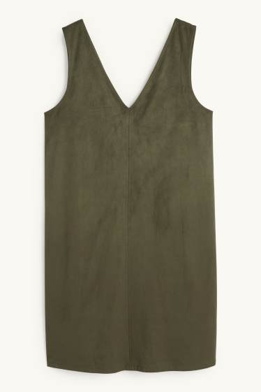 Femei - Rochie - straight fit - imitație de piele întoarsă - verde închis