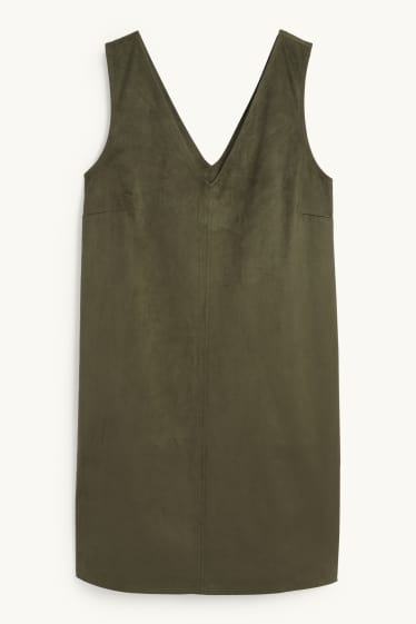 Femei - Rochie - straight fit - imitație de piele întoarsă - verde închis