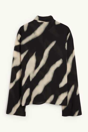 Donna - Blusa di chiffon - fantasia - nero / beige