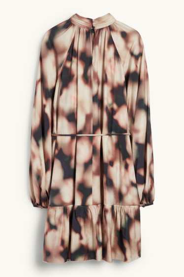 Femmes - Robe évasée - à motif - noir / beige