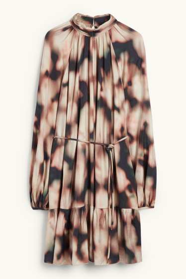 Femmes - Robe évasée - à motif - noir / beige