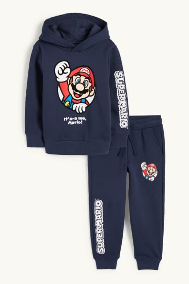 Enfants garçons - Super Mario - ensemble - sweat à capuche et pantalon de jogging - 2 pièces - bleu foncé