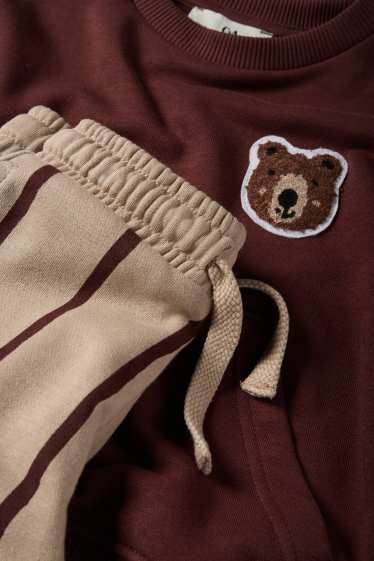 Copii - Băieți - Urs - set - bluză de molton și pantaloni de trening - 2 piese - maro