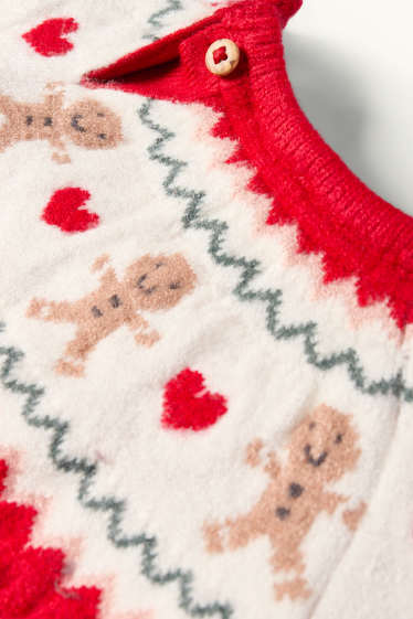Bébés filles - Pain d'épice - pull de Noël pour bébé - motif tressé - rouge