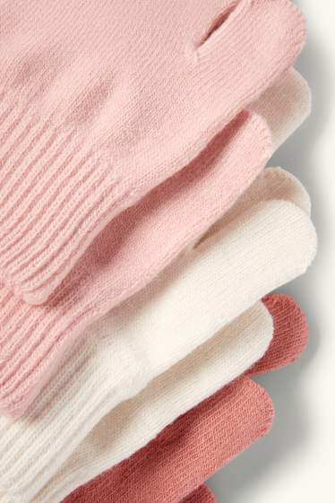 Bambine - Confezione da 3 - guanti - rosa scuro