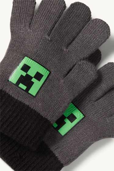 Kinder Jungen - Minecraft - Handschuhe - dunkelgrau