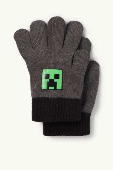 Kinder Jungen - Minecraft - Handschuhe - dunkelgrau