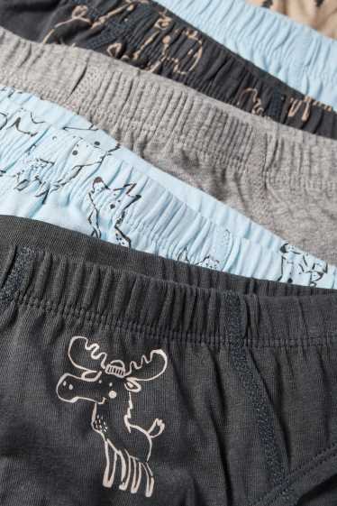 Enfants garçons - Lot de 7 - loup, élan et sapin - slip - bleu clair