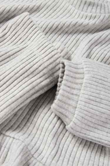 Kinderen: meisjes - Set - longsleeve en flared legging - geribd - 2-delig - lichtgrijs