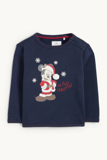 Baby Buben - Micky Maus - Baby-Weihnachts-Outfit - plüschgefüttert - dunkelblau