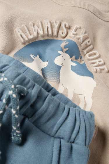 Baby Jungen - Wolf und Elch - Baby-Outfit - 2 teilig - hellbeige