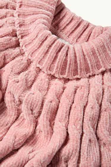 Kinder Mädchen - Chenille-Pullover - Zopfmuster - rosa