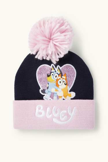 Kinder Mädchen - Bluey - Bommelmütze - dunkelblau