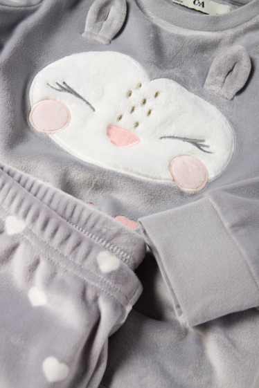Enfants filles - Hibou - pyjama d’hiver - 2 pièces - gris