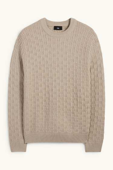 Uomo - Maglione - tramato - beige chiaro